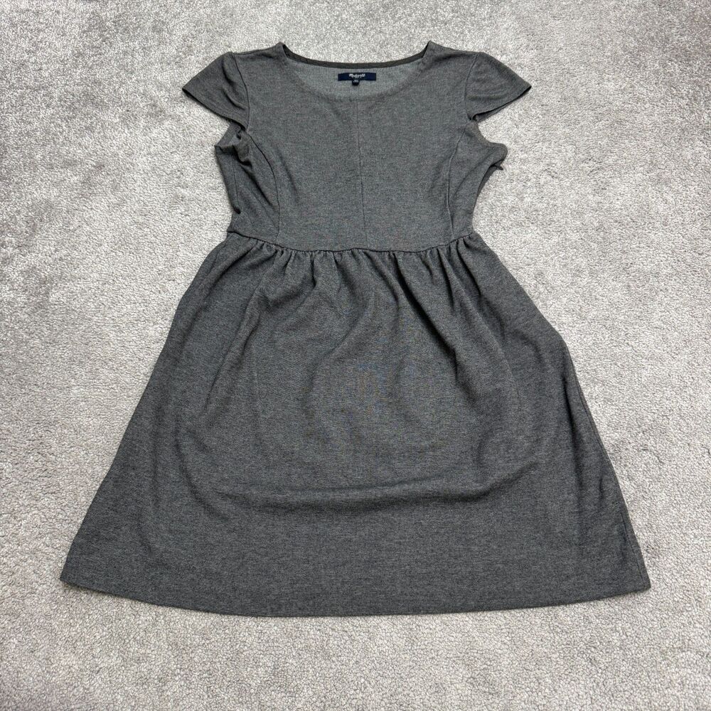 Madewell Ponte Skater Dress Womens XS Gray Cap Sleeve Stretch Pockets Babydoll